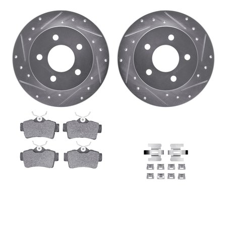 DYNAMIC FRICTION CO 7312-54090, Rotors-Drilled, Slotted-SLV w/3000 Series Ceramic Brake Pads incl. Hardware, Zinc Coat 7312-54090